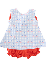 James and Lottie JL26 Lottie Bloomer Set Patriotic Gingham Knit