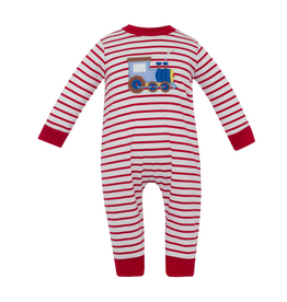 Claire and Charlie Red Train Applique Romper