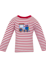 Claire and Charlie 5052PL Red Train Applique Shirt