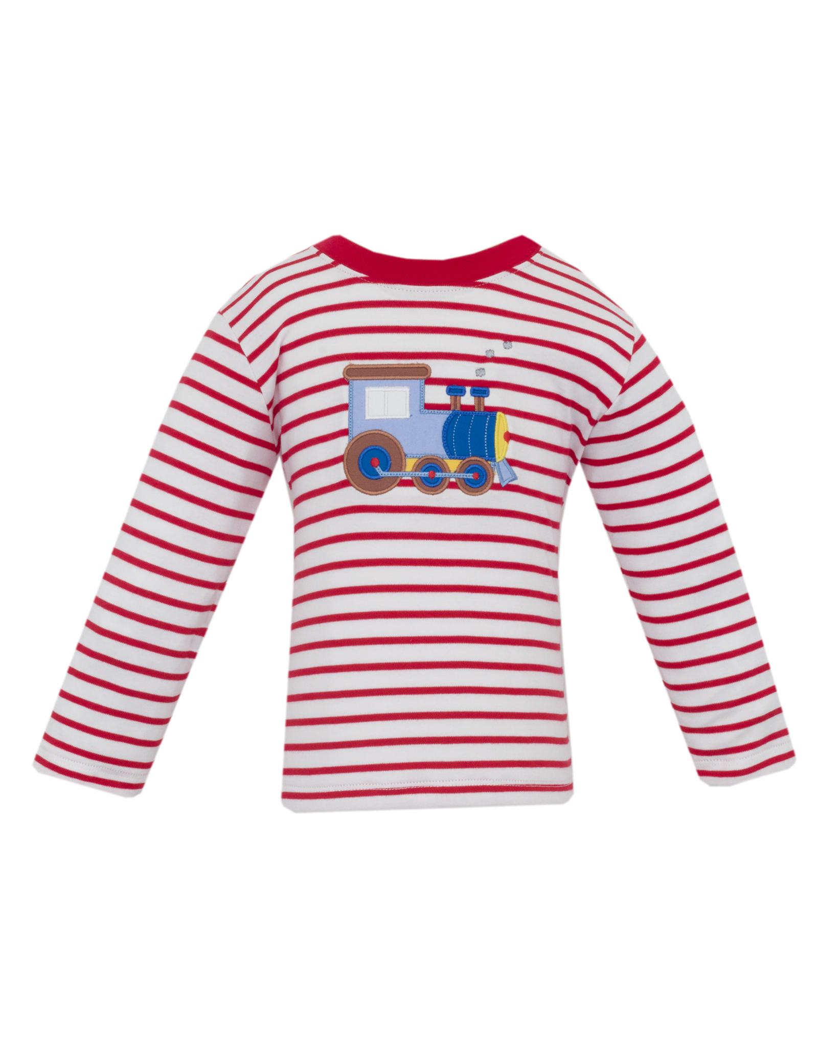 Claire and Charlie 5052PL Red Train Applique Shirt