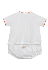 Southern Saturday SS208 White Hound Dog Diaper Set