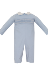 Petit Bebe 102J Ethan Blue Corduroy Smocked Long Romper