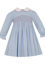 Petit Bebe 102DL Eloise Blue Corduroy Smocked Dress