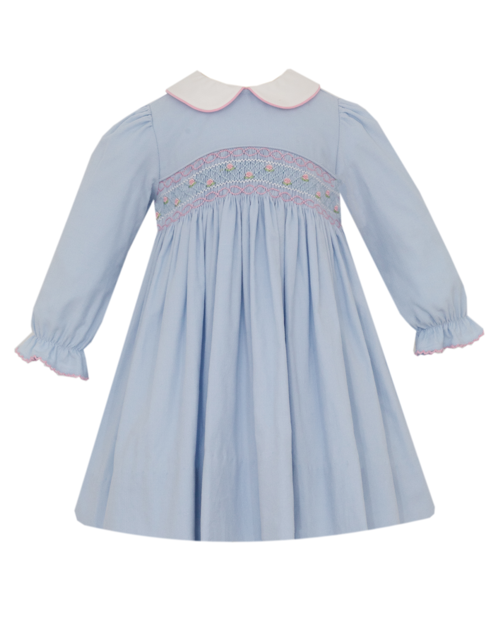 Petit Bebe 102DL Eloise Blue Corduroy Smocked Dress