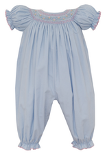 Petit Bebe 102F2 Eloise Blue Corduroy smocked Long Bubble