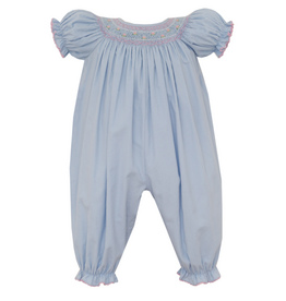 Petit Bebe Eloise Blue Corduroy smocked Long Bubble