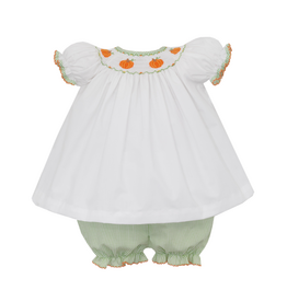 Petit Bebe Pumpkin Smocked Bloomer Set