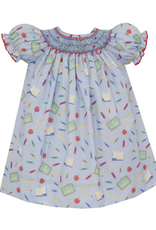 Petit Bebe 170A Back to School Print Smocked Bishop Dress