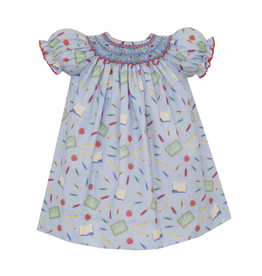 Petit Bebe Back to School Print Smocked Bishop Dress