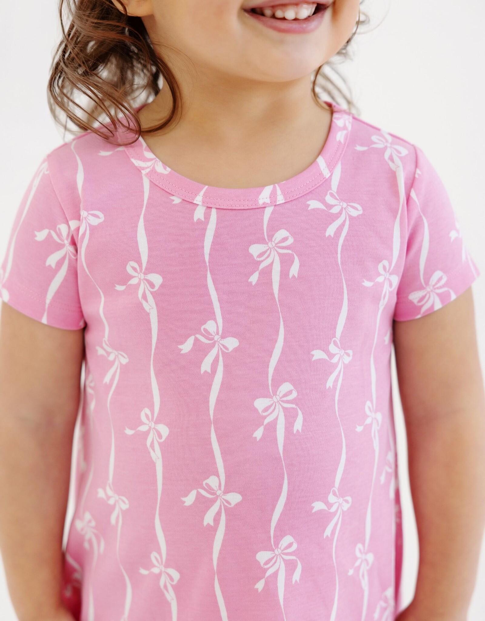 TBBC SS Polly Play Dress Bell Court Bows Hampton Hot Pink