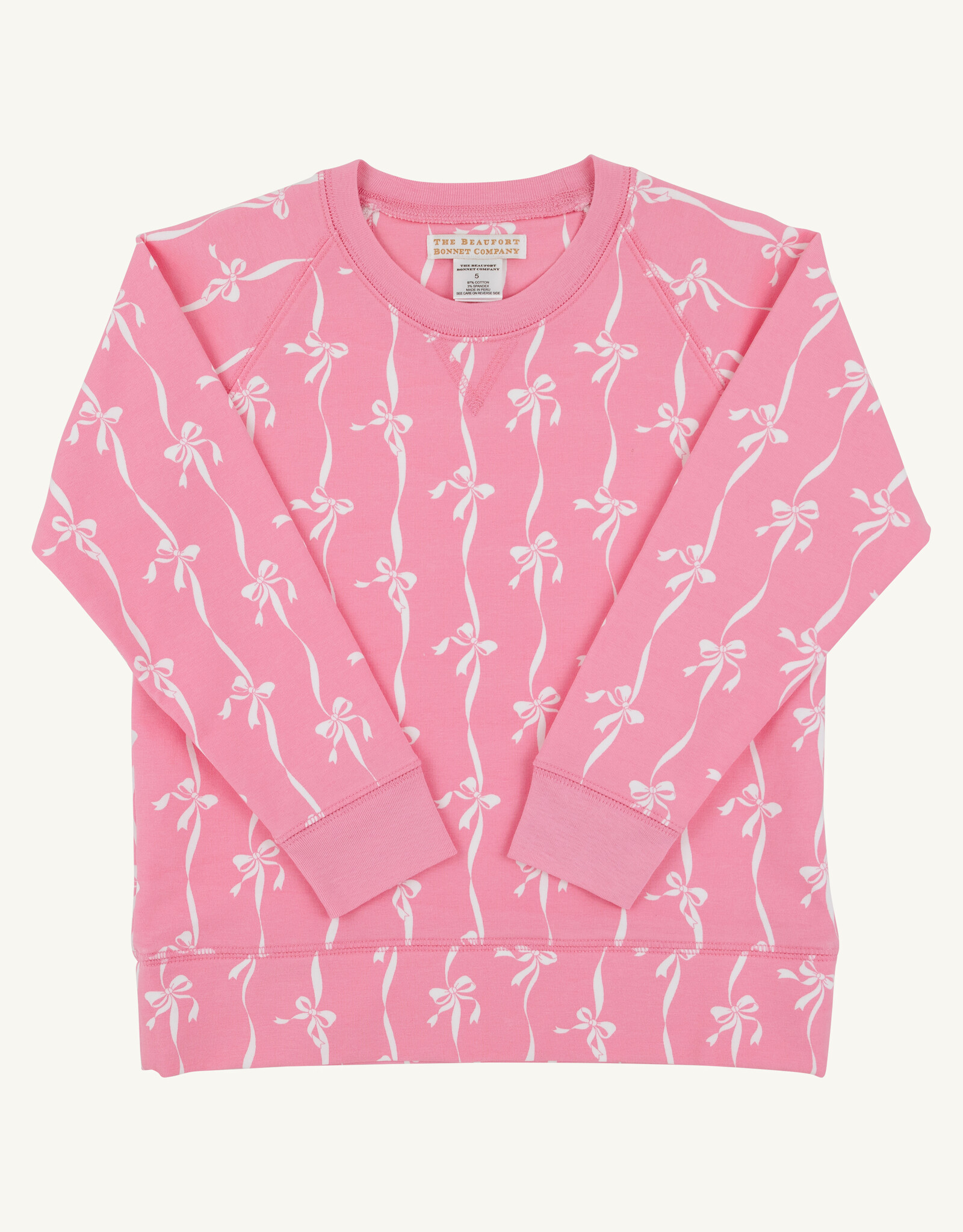 TBBC Cassidy Crewneck Bell Court Bows Hampton Hot Pink