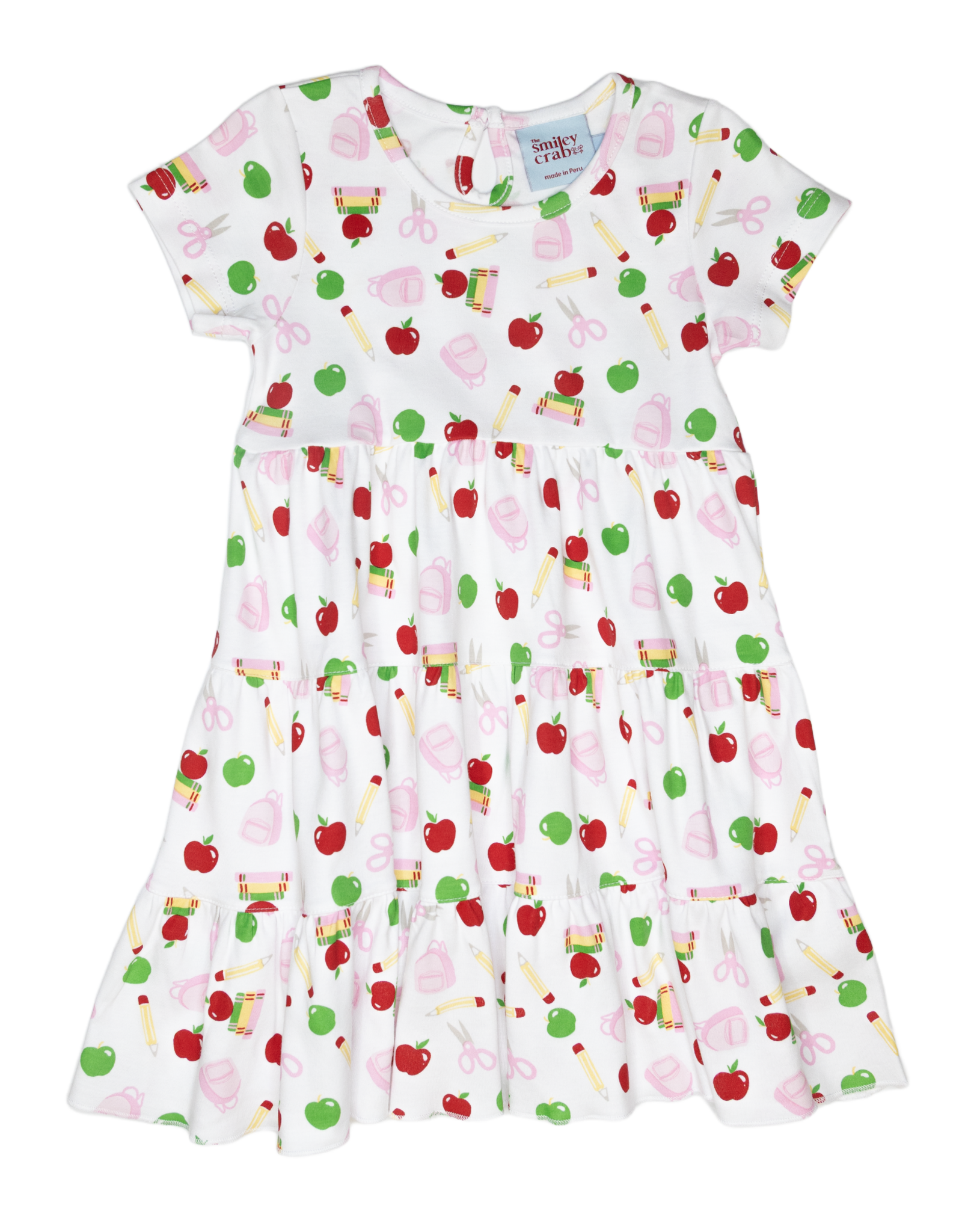 The Smiley Crab SCF26 Back to School Print Tiered Dress