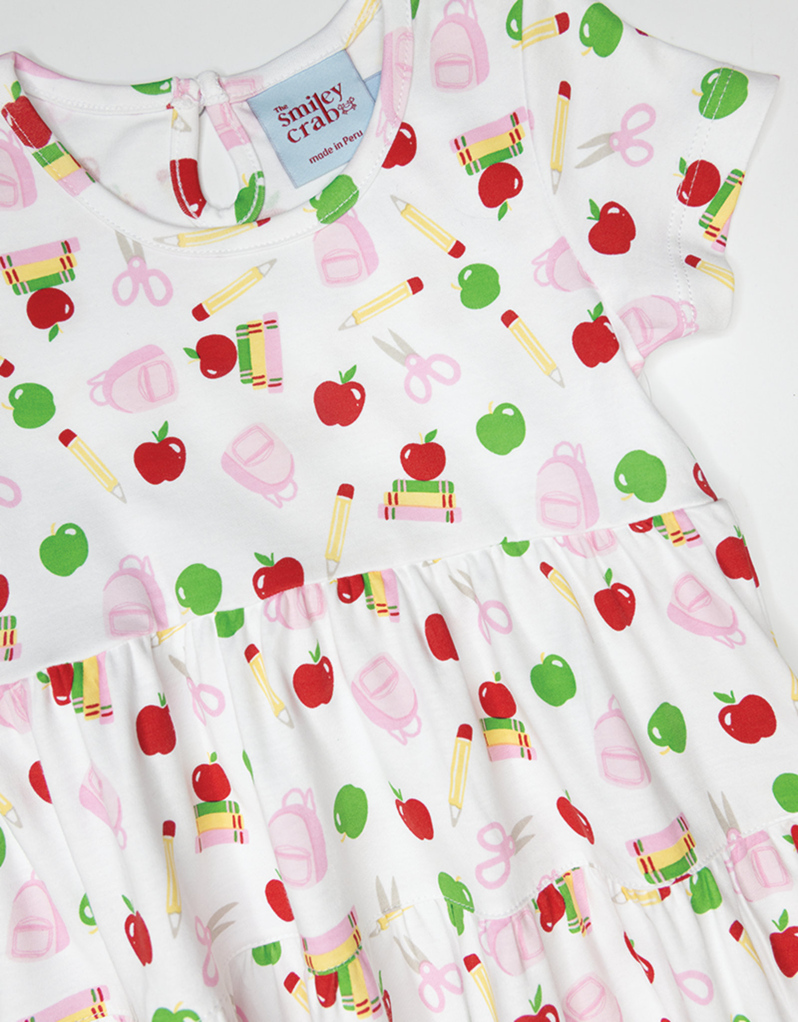 The Smiley Crab SCF26 Back to School Print Tiered Dress