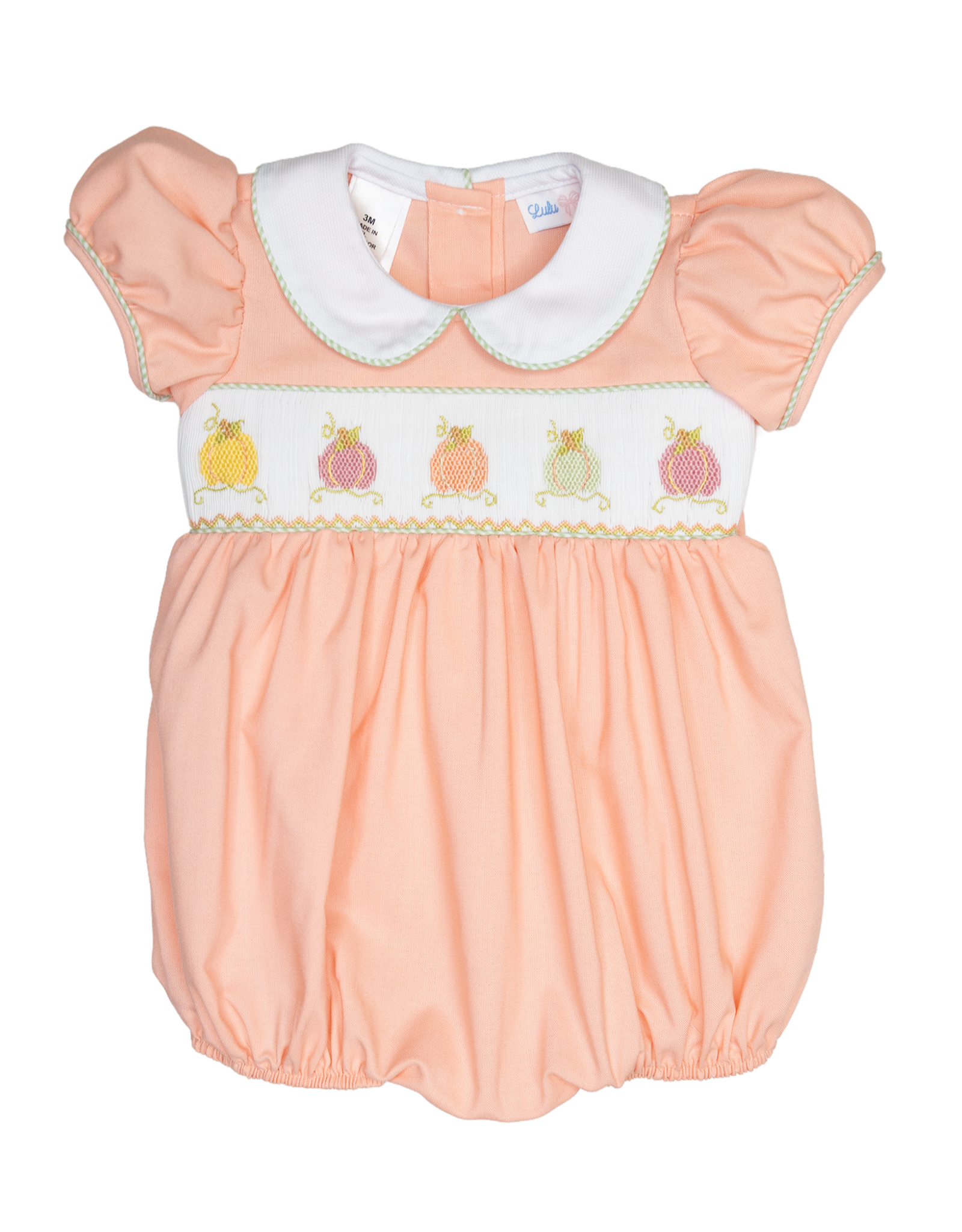 Lulu Bebe LBF26  Rosie Pumpkin Smocked Bubble