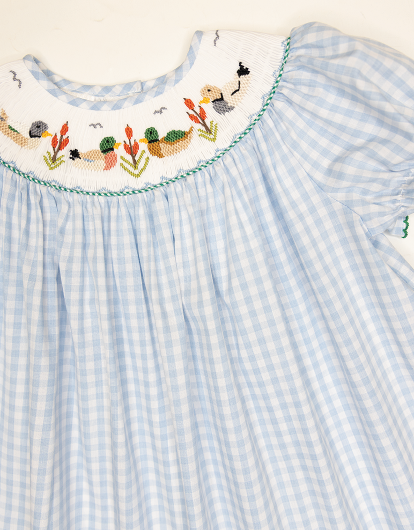 Lulu Bebe LBF26 Emma Mallard Smocked Bishop Dress