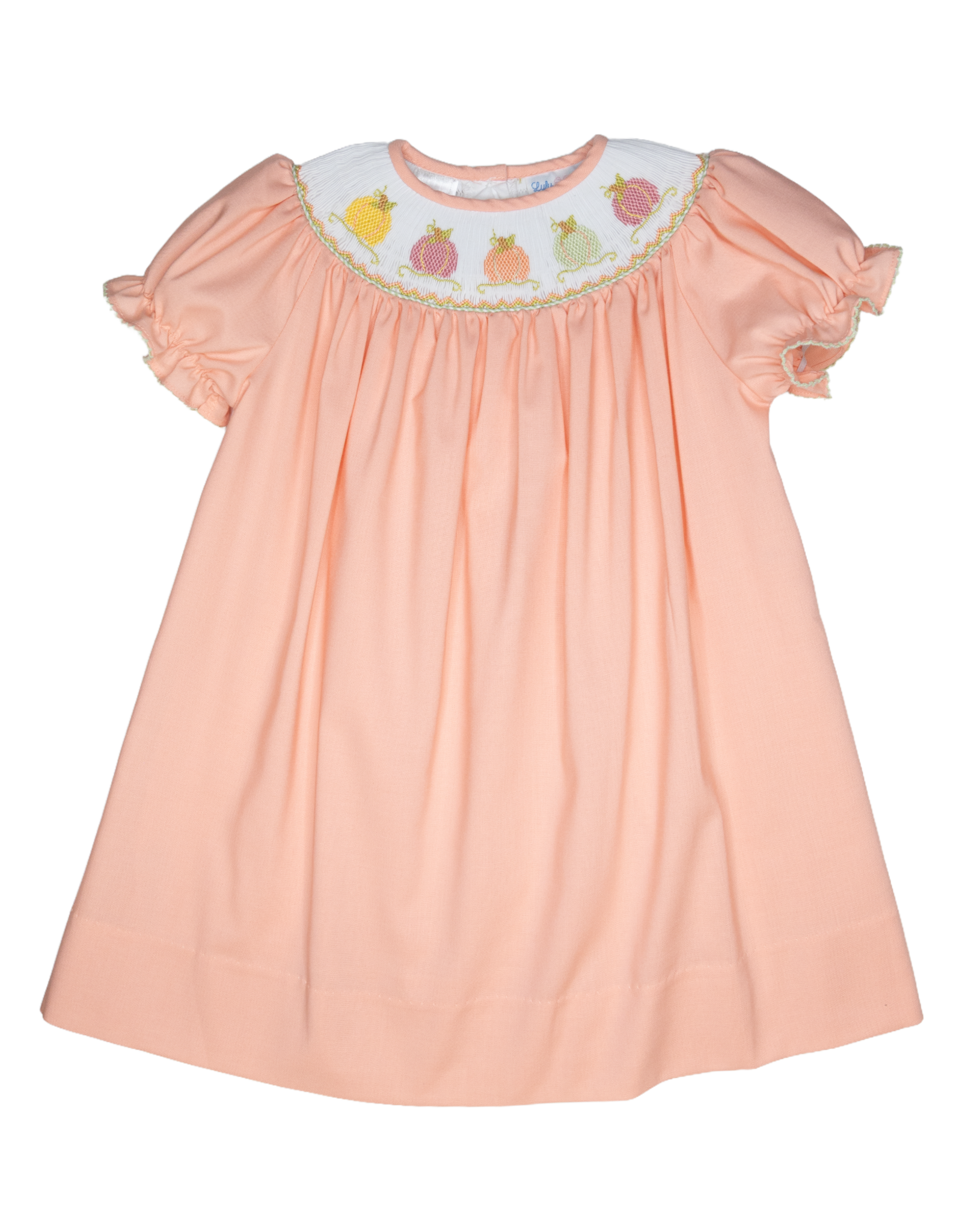 Lulu Bebe LBF26 Emma Pumpkin Smocked Bishop Dress