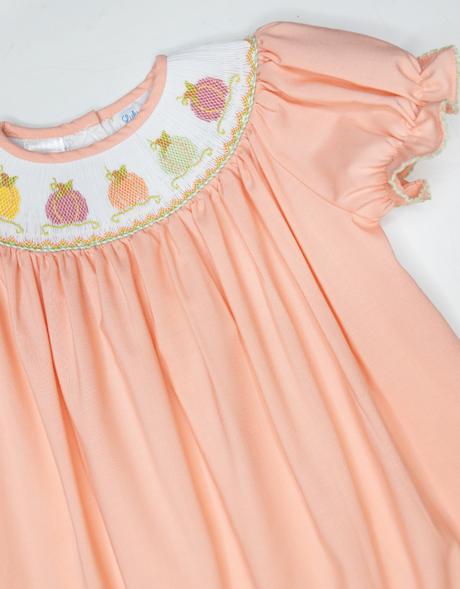 Lulu Bebe LBF26 Emma Pumpkin Smocked Bishop Dress