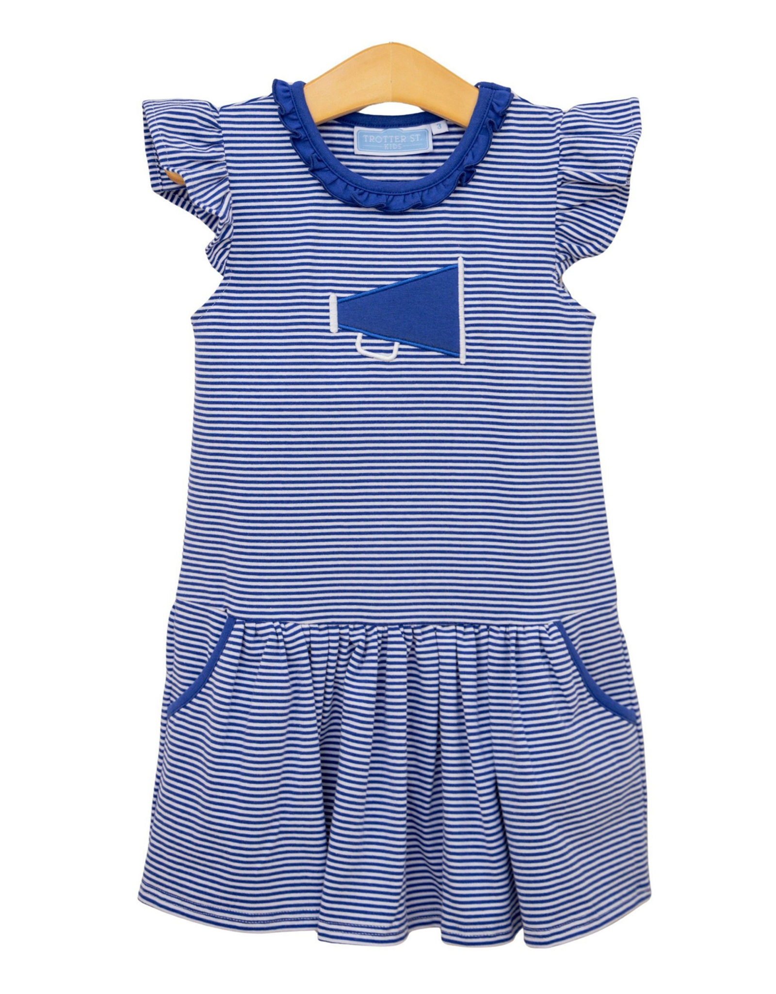 Trotter Street Kids TSF26 Megaphone Dress Royal Blue Stripe