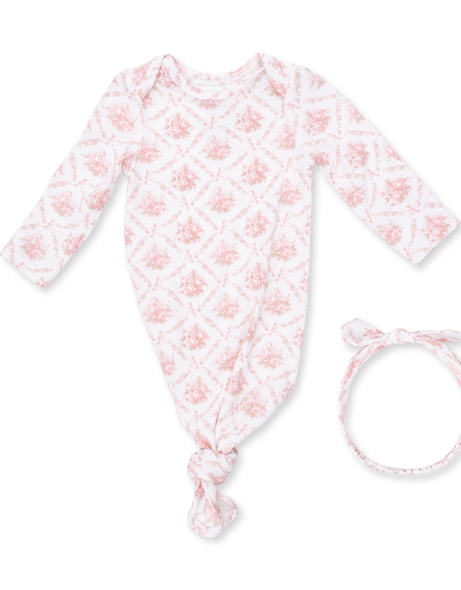 Angel Dear ADF26 Knotted Gown and Headband Rose Bow Lattice