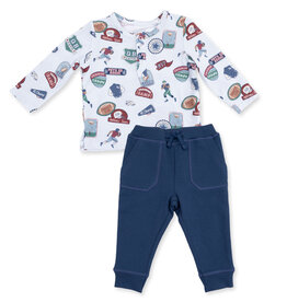 Angel Dear Football Patches Henley Jogger