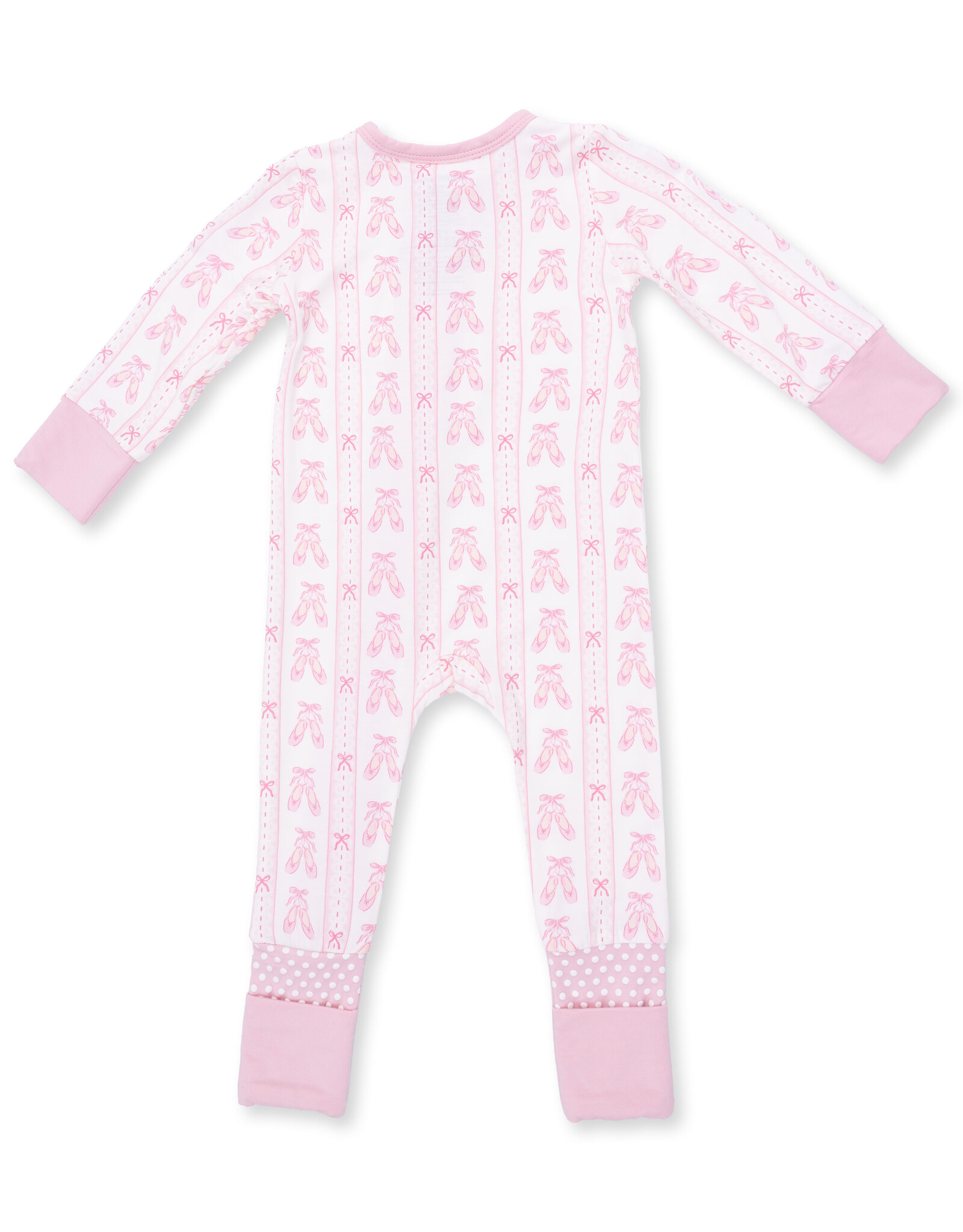 Angel Dear ADF26 2 Way Zipper Romper Ribbon Stripe Ballet Shoes