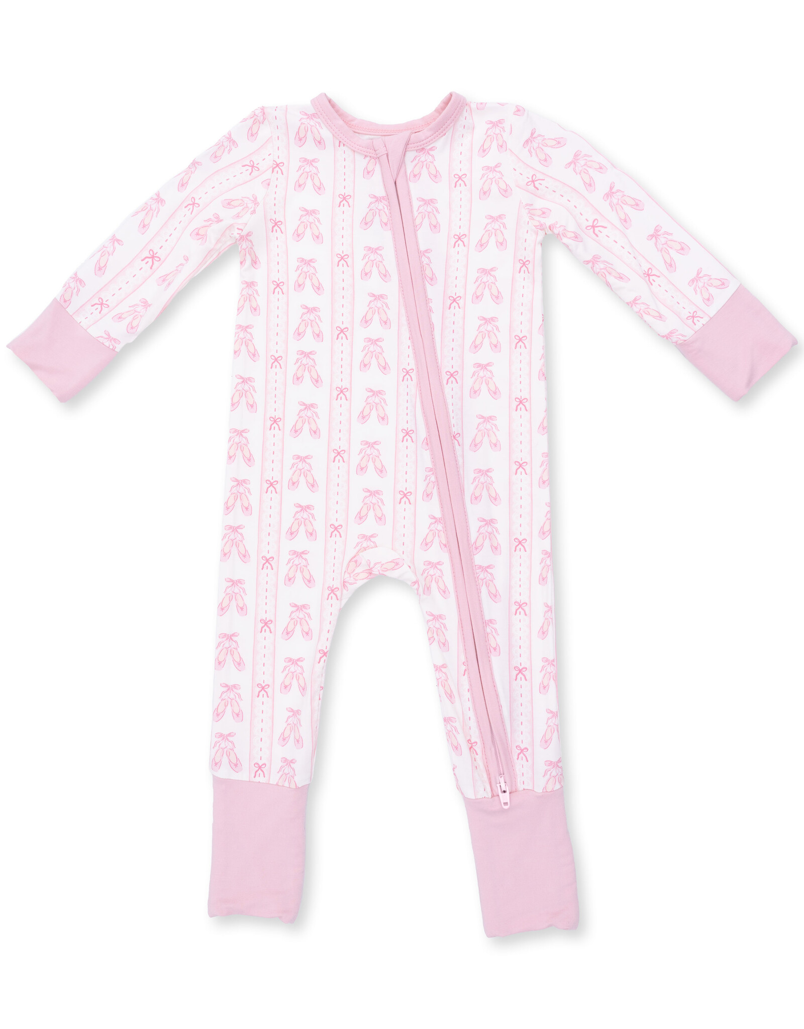 Angel Dear ADF26 2 Way Zipper Romper Ribbon Stripe Ballet Shoes