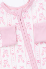 Angel Dear ADF26 2 Way Zipper Romper Ribbon Stripe Ballet Shoes