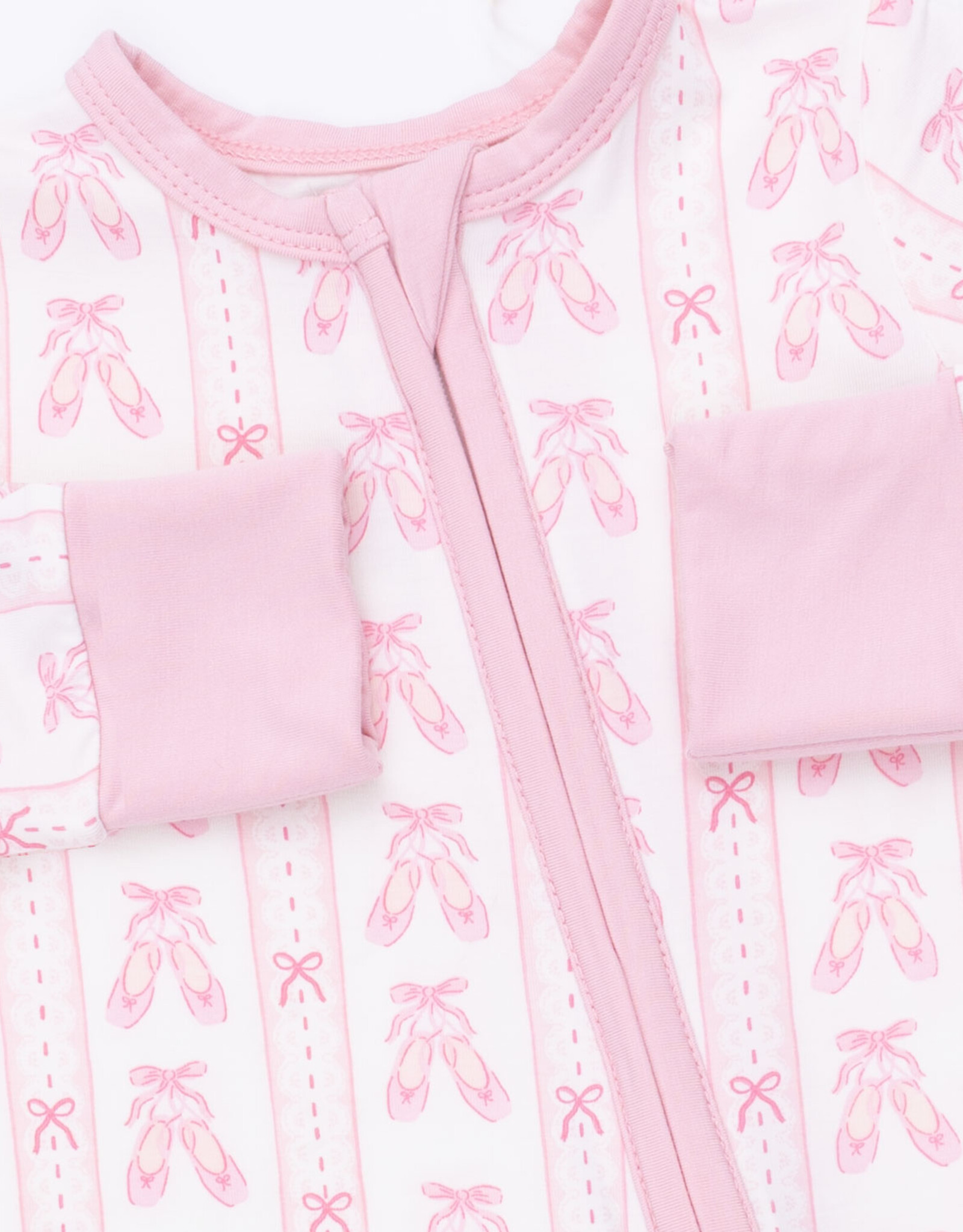 Angel Dear ADF26 2 Way Zipper Romper Ribbon Stripe Ballet Shoes