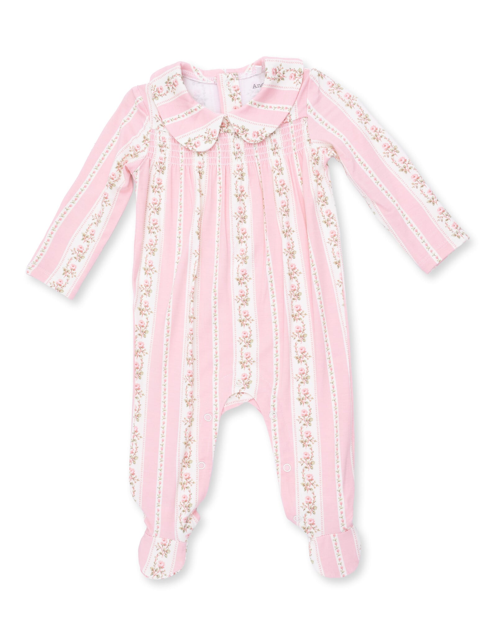Angel Dear ADF26 Snap Footie Smocked Peter Pan Antoinette Stripe