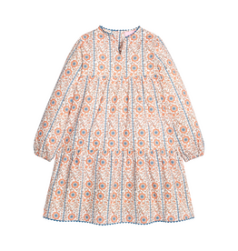 Bisby Long Sleeve Positano Dress Verbier Vines Orange