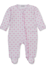 Kissy Kissy Windowpane Bows Zip Footie PINK