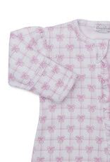 Kissy Kissy Windowpane Bows Zip Footie PINK