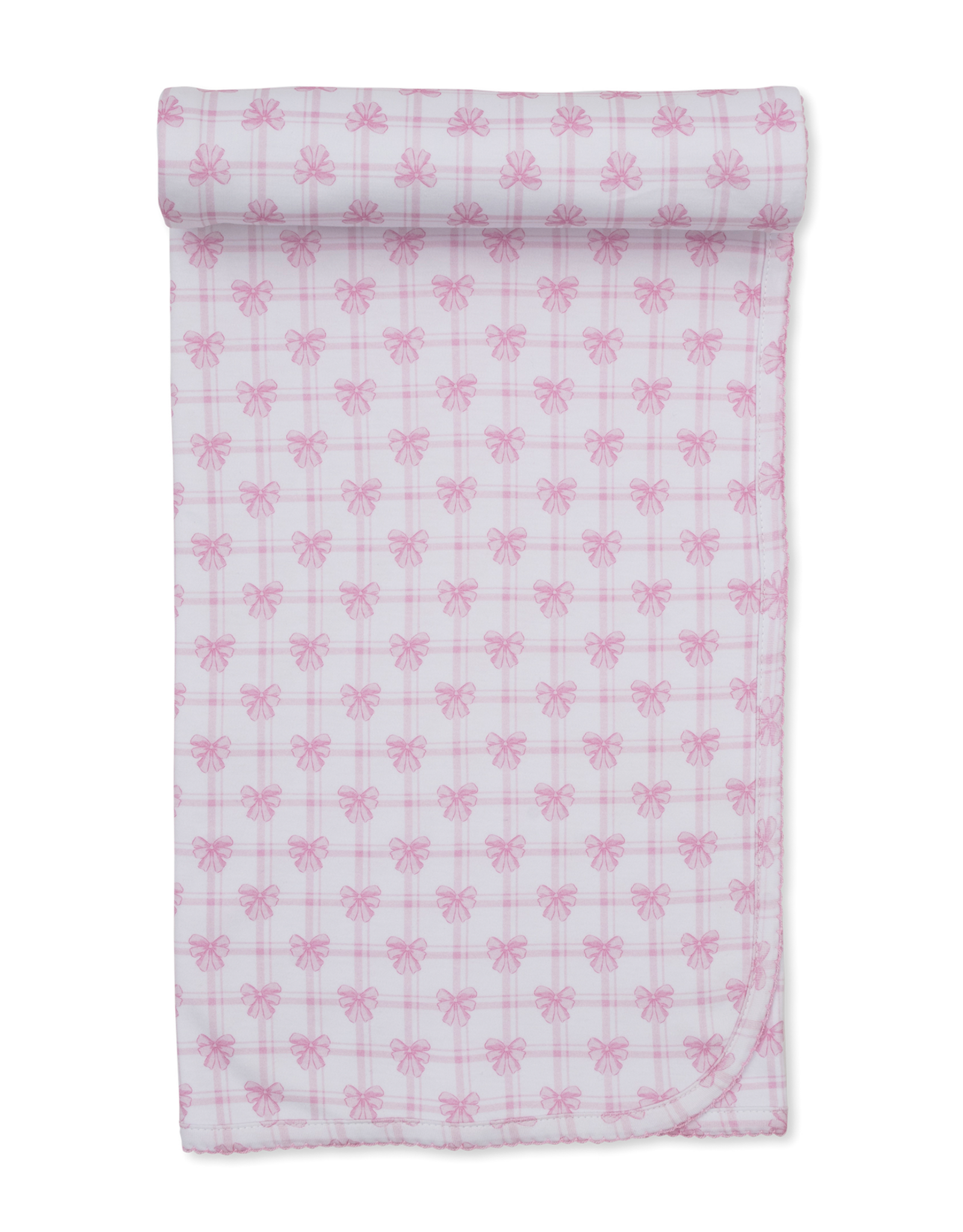 Kissy Kissy Windowpane Bows Blanket PINK