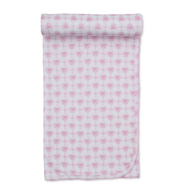 Kissy Kissy Windowpane Bows Blanket PINK