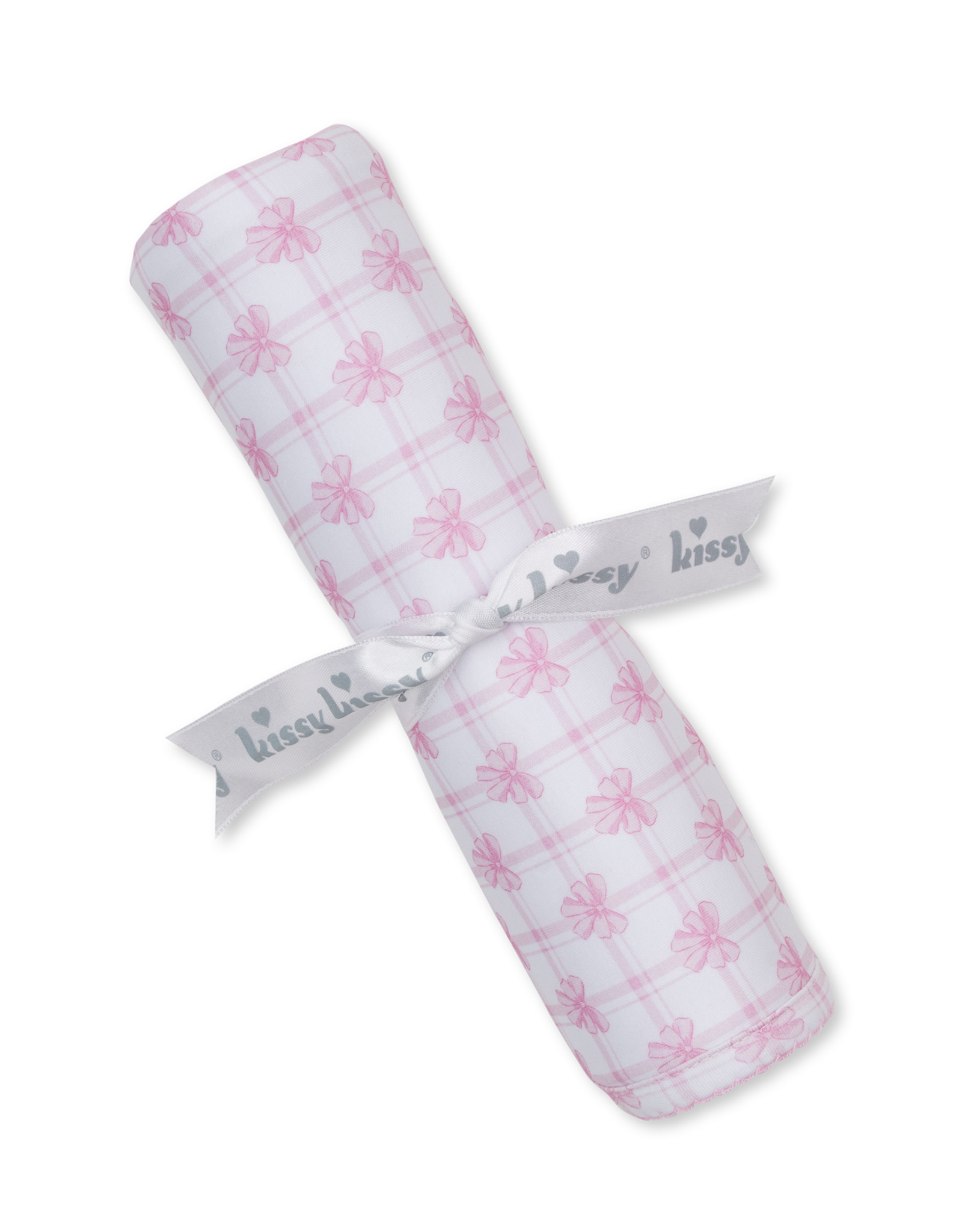 Kissy Kissy Windowpane Bows Blanket PINK