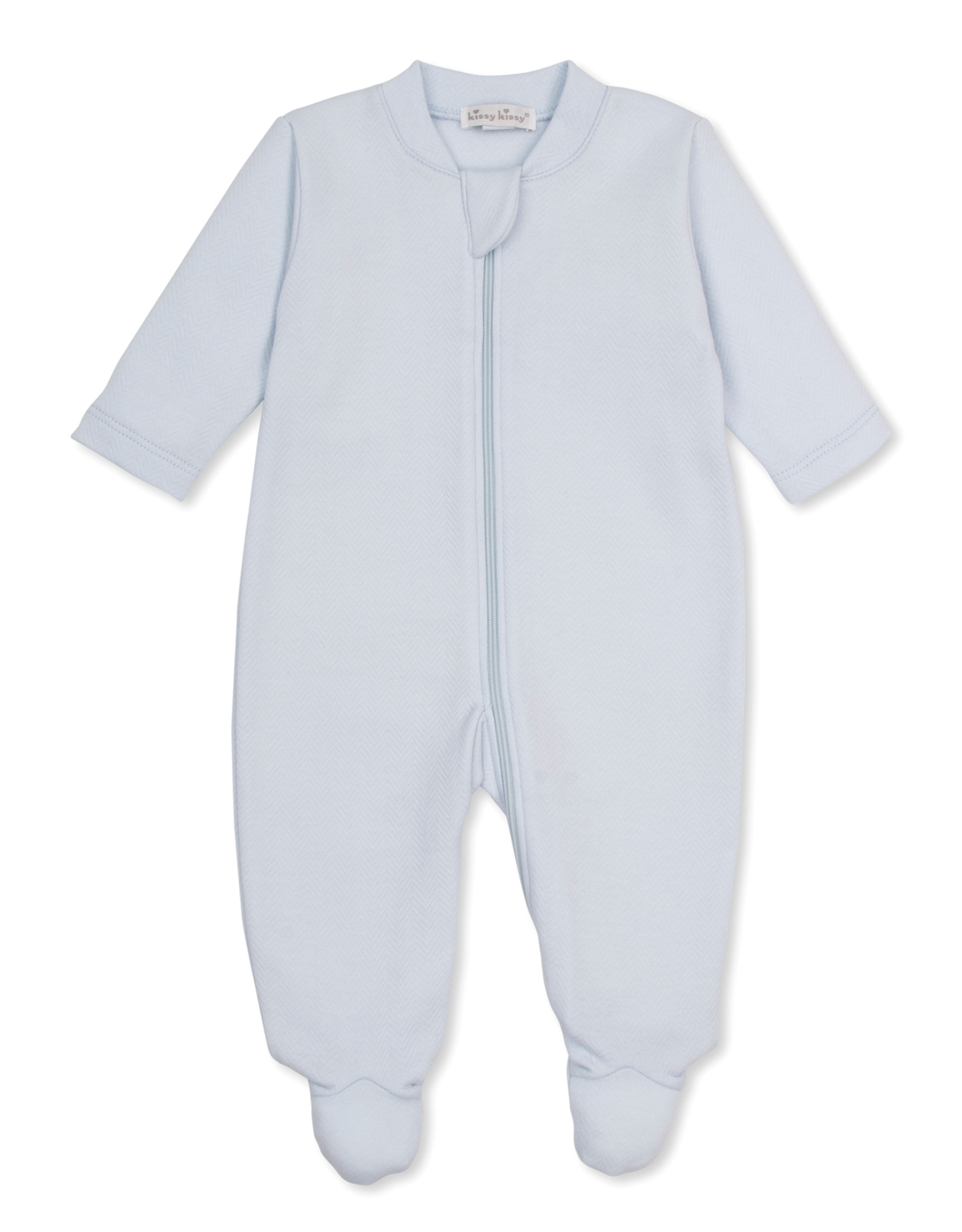 Kissy Kissy Baby Blessings Jacquard Zip Footie BLUE