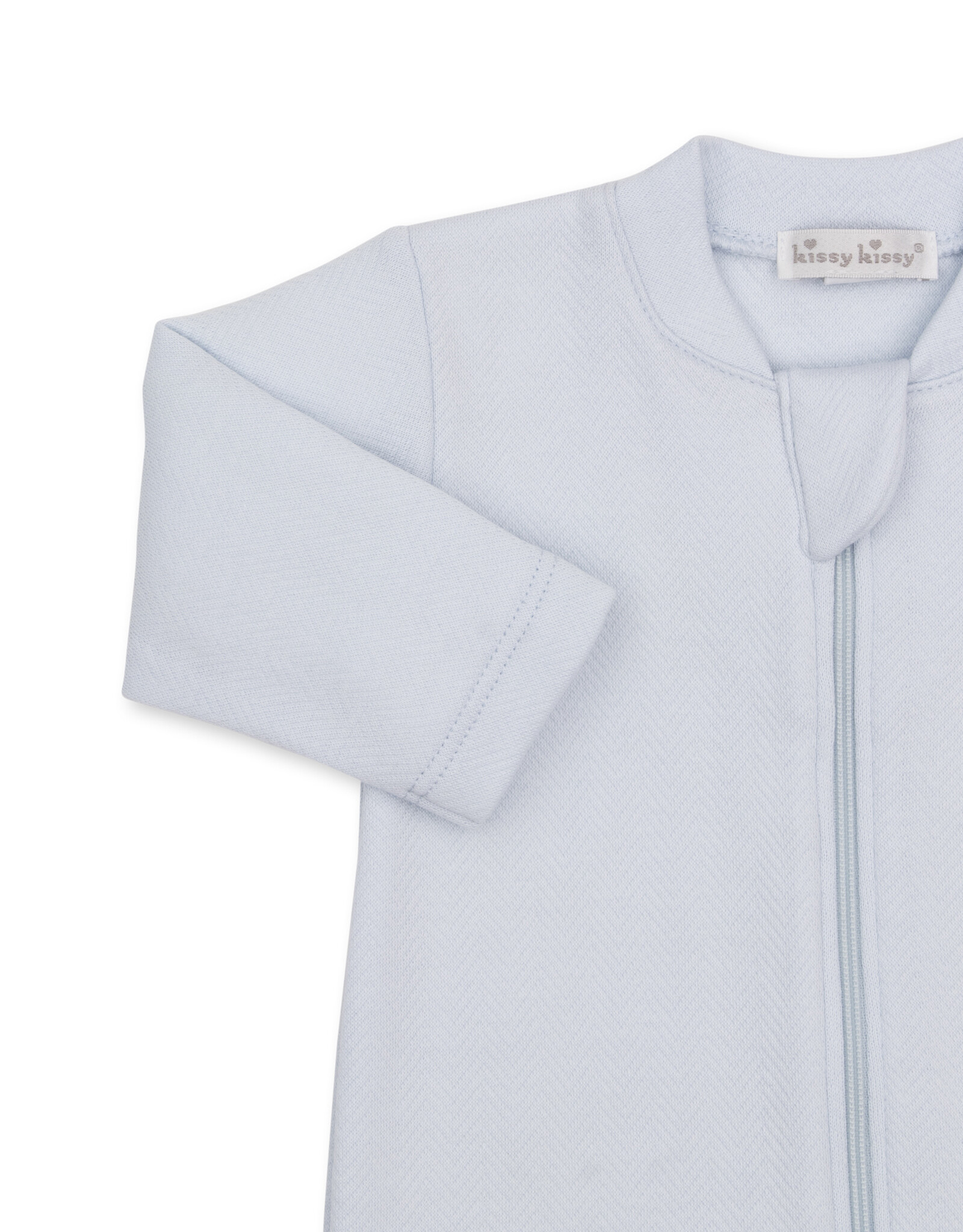 Kissy Kissy Baby Blessings Jacquard Zip Footie BLUE