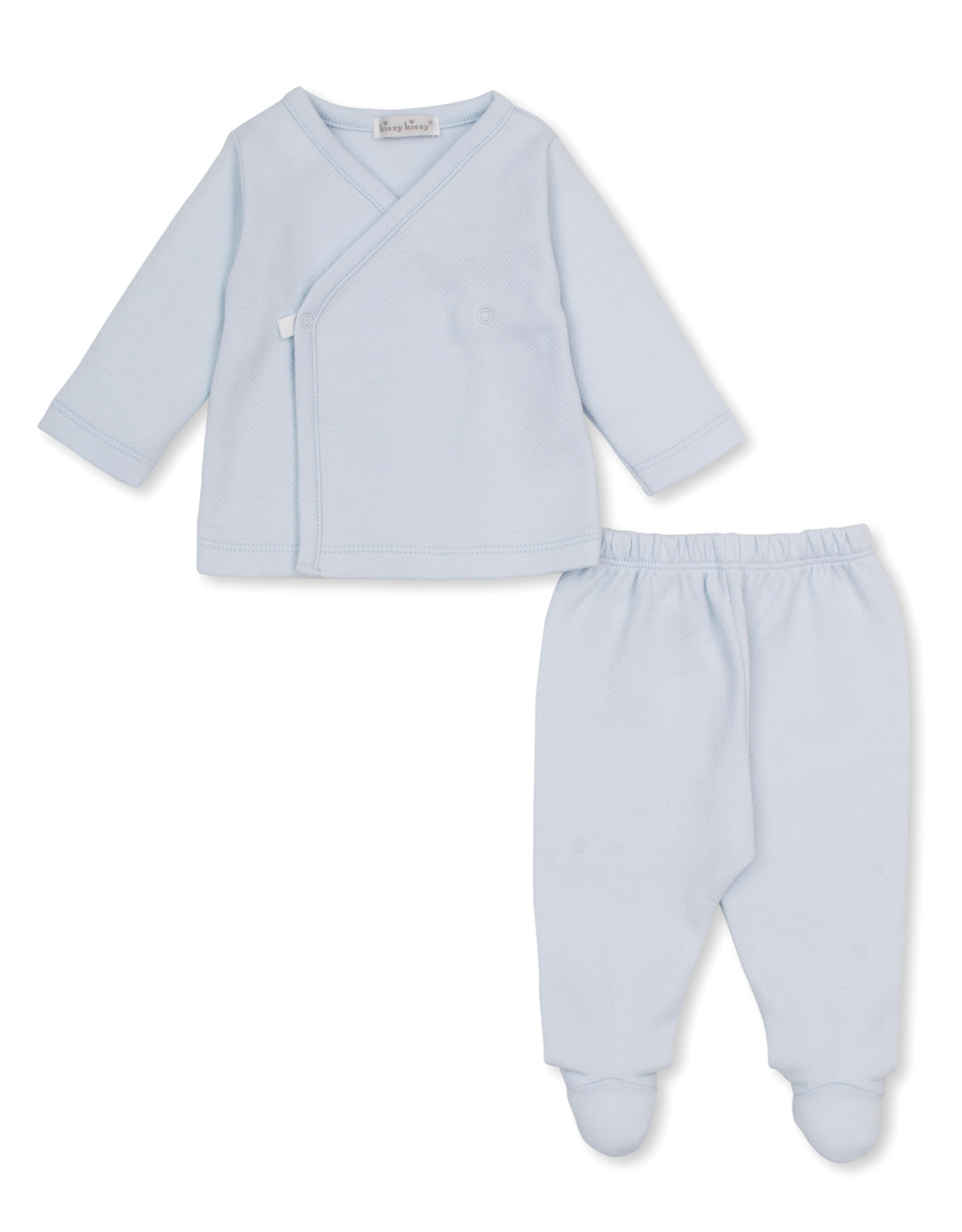 Kissy Kissy Baby Blessings Jacquard Footed Pant Set BLUE