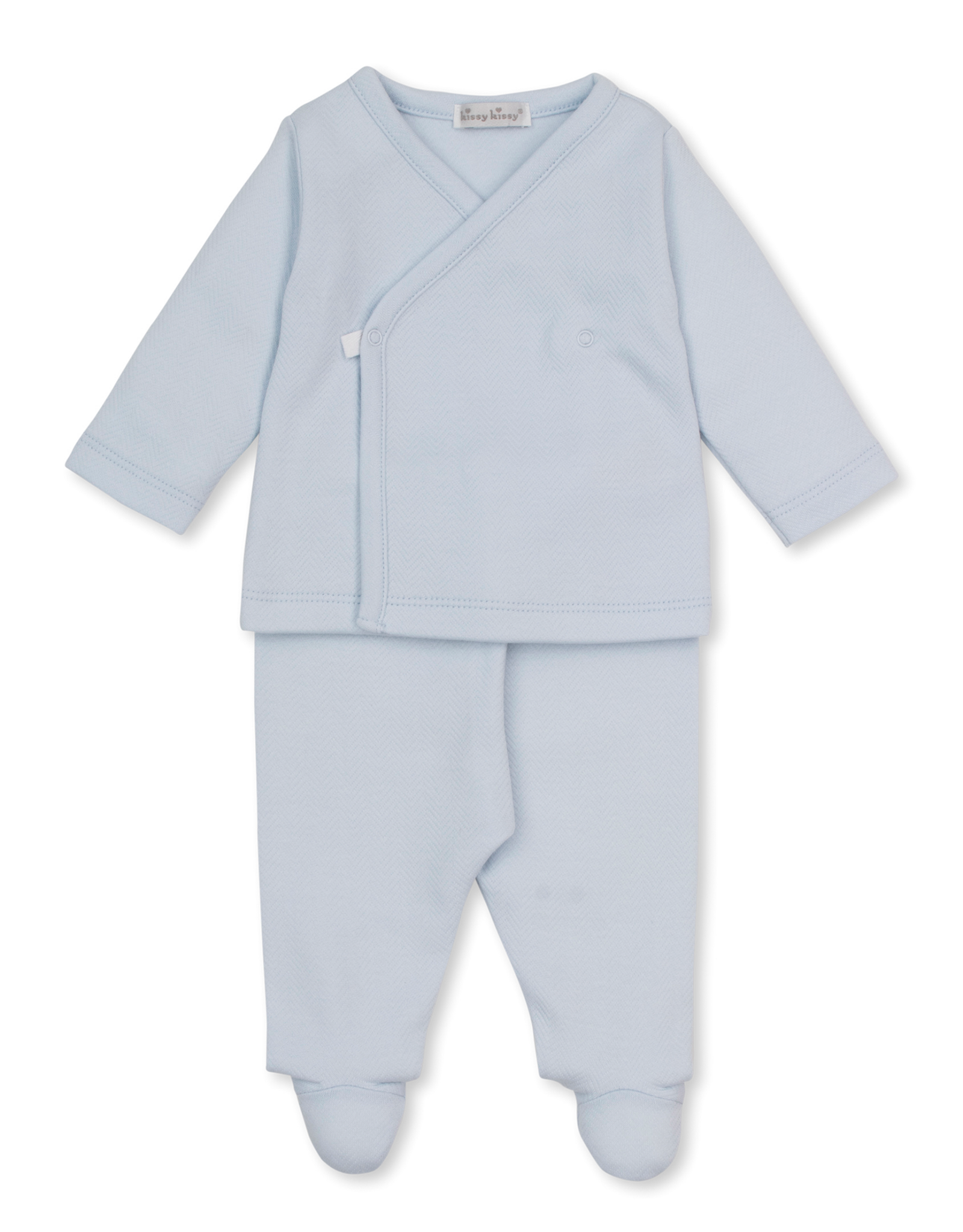 Kissy Kissy Baby Blessings Jacquard Footed Pant Set BLUE
