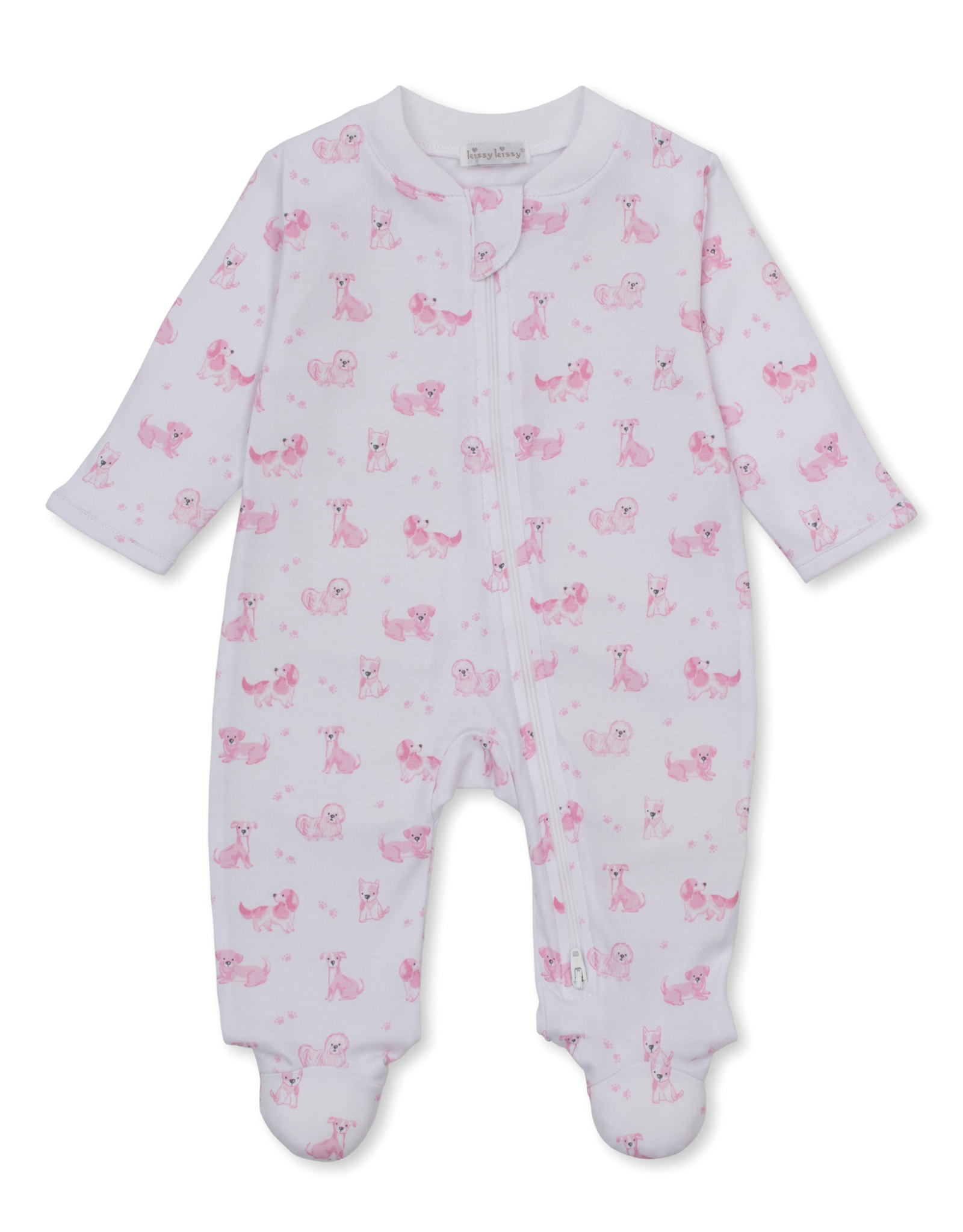 Kissy Kissy Puppy Paws Zip Footie PINK
