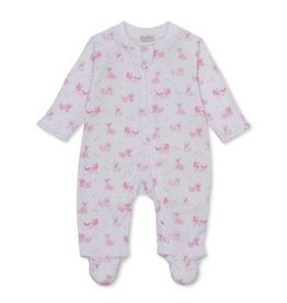 Kissy Kissy Puppy Paws Zip Footie PINK