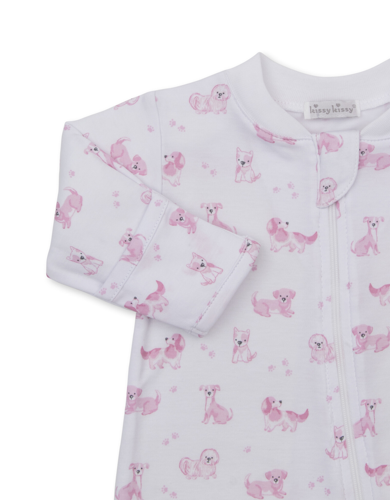 Kissy Kissy Puppy Paws Zip Footie PINK