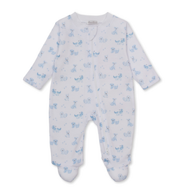 Kissy Kissy Puppy Paws Zip Footie BLUE