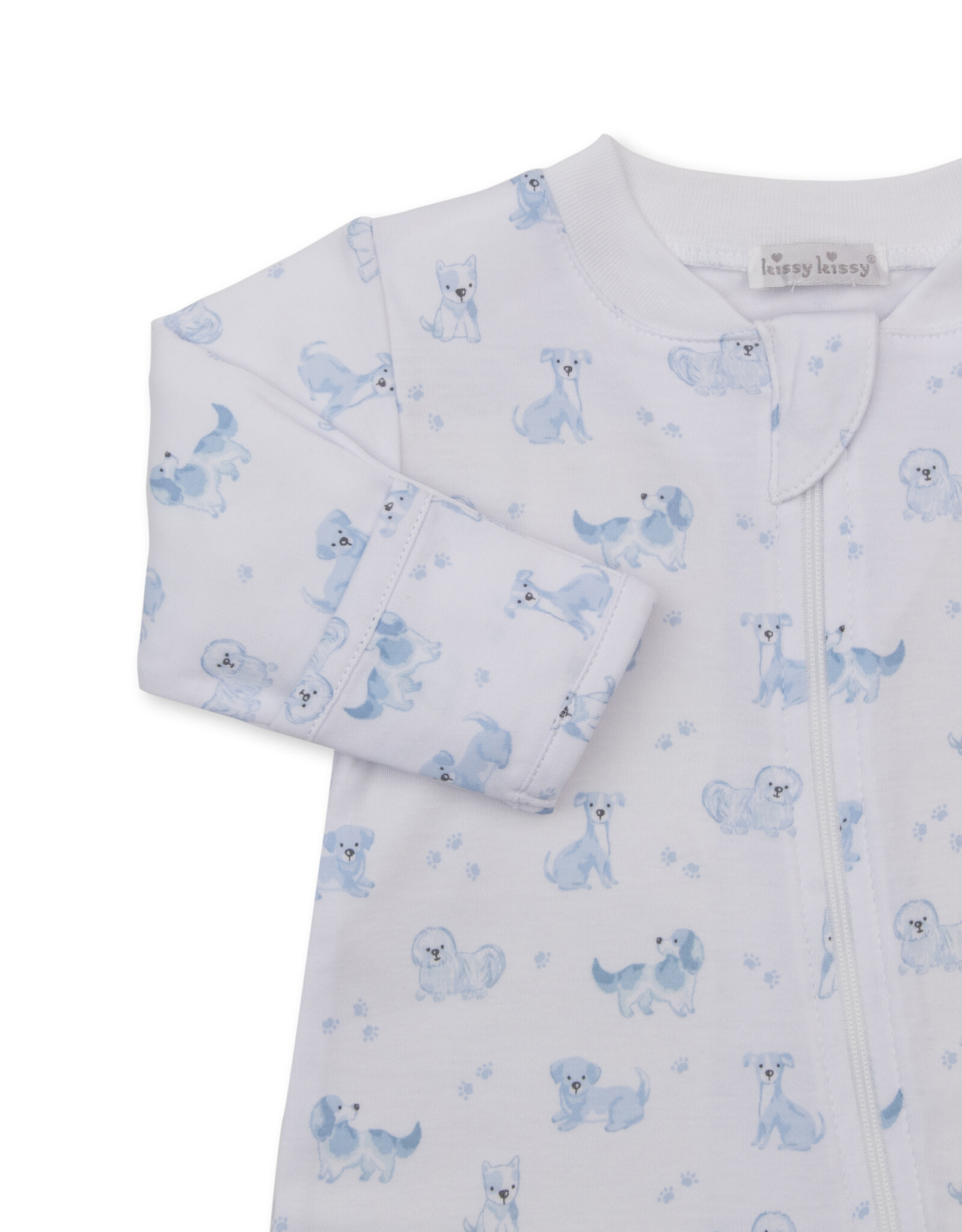 Kissy Kissy Puppy Paws Zip Footie BLUE