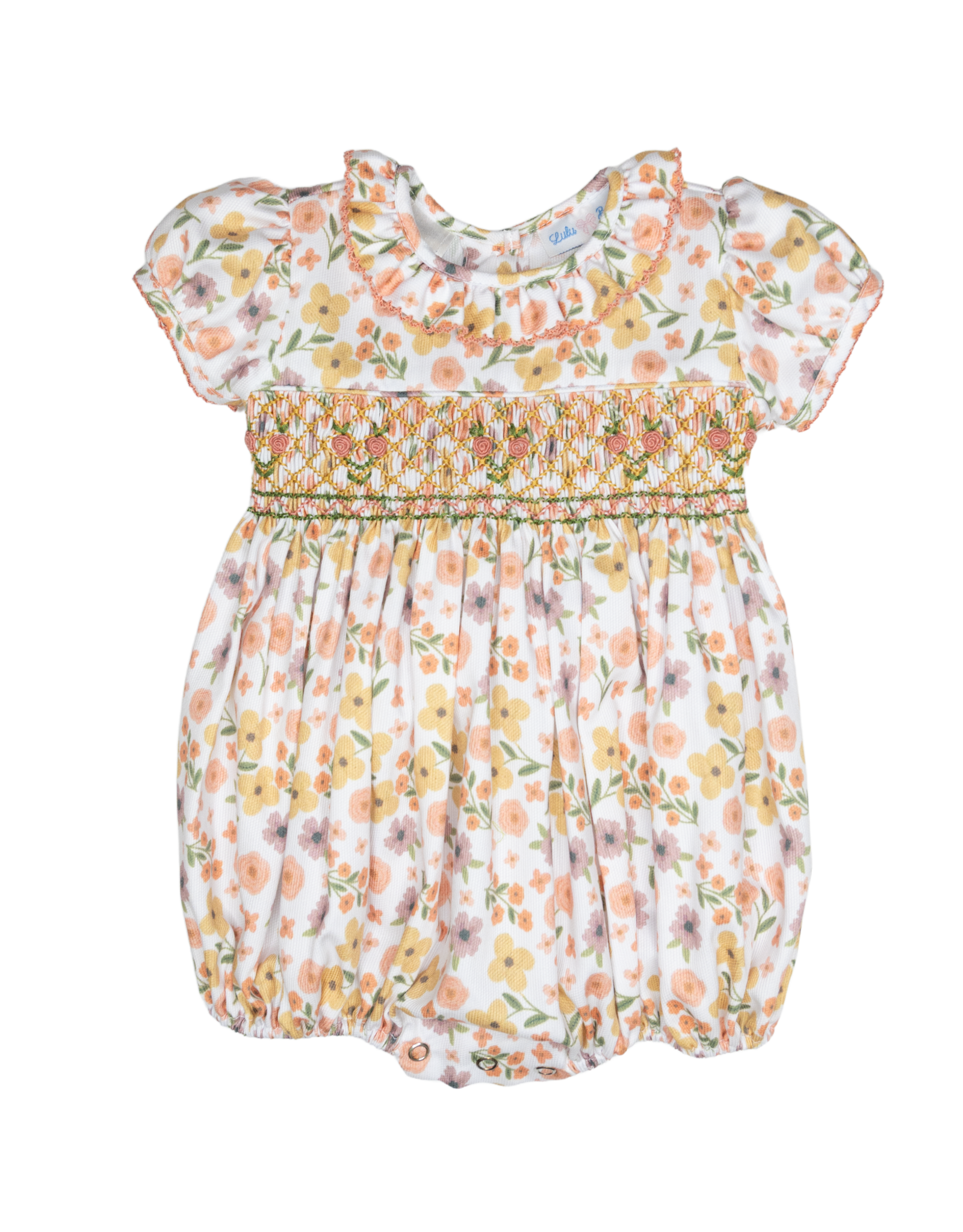 Lulu Bebe LBF26 Rosie Fall Floral Smocked Bubble