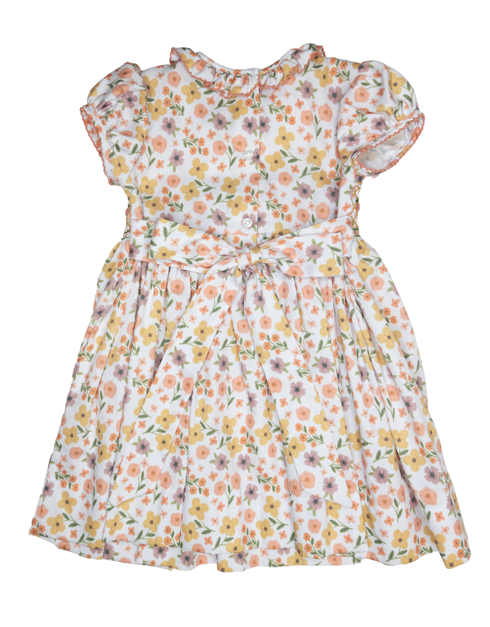 Lulu Bebe LBF26 Rose Fall Floral Smocked Waist Dress