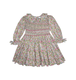 Lulu Bebe Gianna Pink Vintage Floral Smocked Waist Dress
