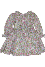 Lulu Bebe LBF26 Gianna Pink Vintage Floral Smocked Waist Dress