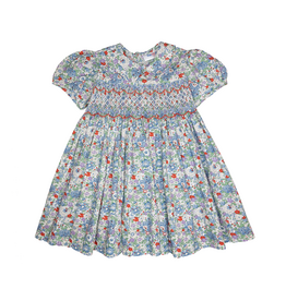 Lulu Bebe Gianna Blue Floral Smocked Waist Dress