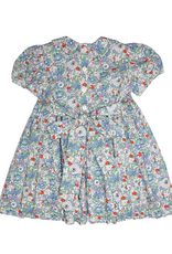 Lulu Bebe LBF26 Gianna Blue Floral Smocked Waist Dress